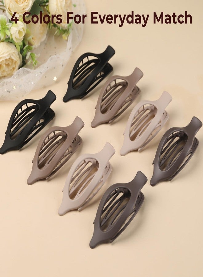 CENTSTAR 8 Pack French Flat Hair Clips for Women– Large Matte No-Slip Claw Barrettes in Black, Beige, Light Brown & Dark Brown,Strong Hold for Thick & Thin Hair - Image 5